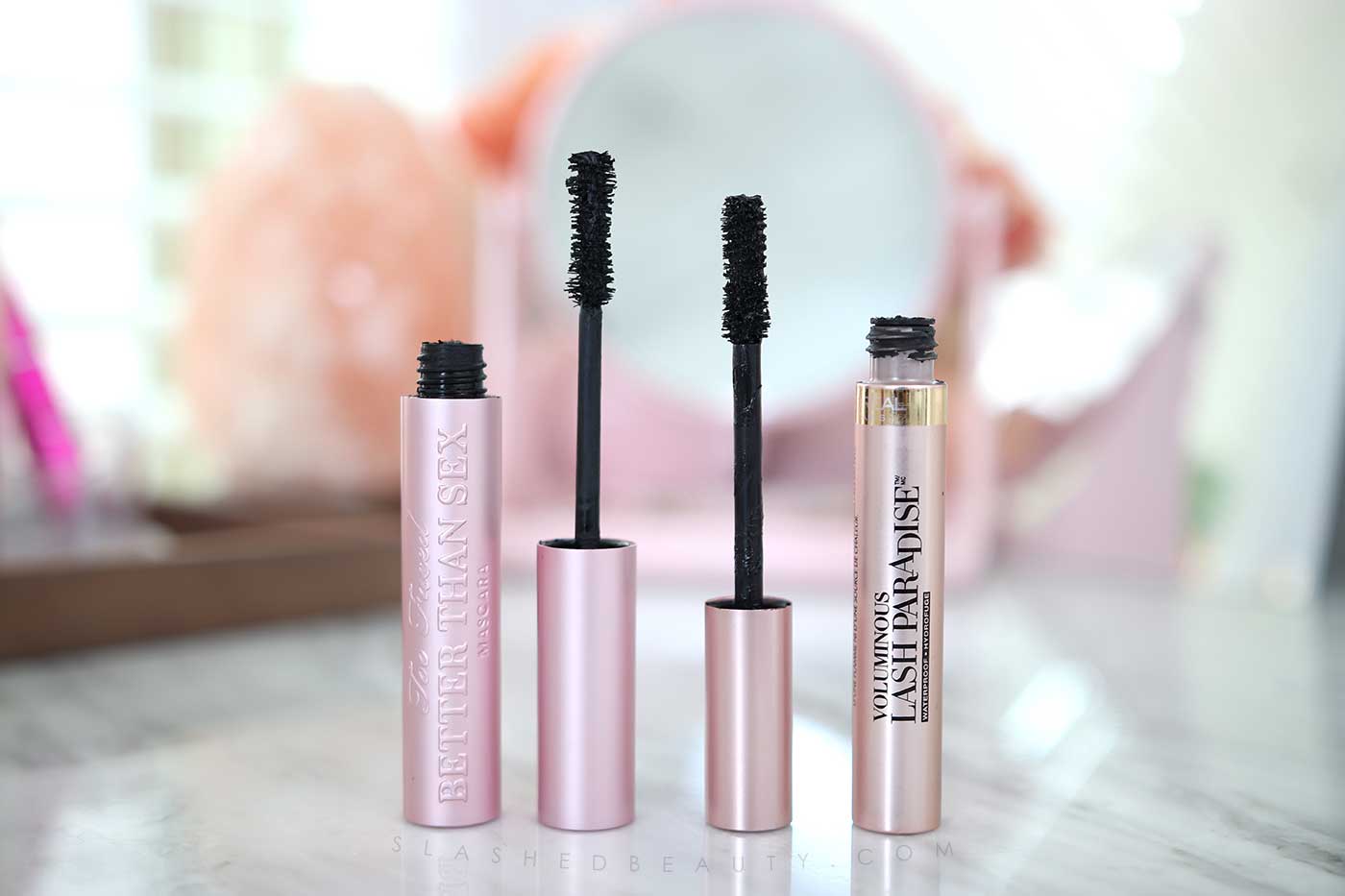 Two Drugstore Dupes for Too Faced Better Than Sex Mascara | L'Oreal Lash Paradise vs. Too Faced Better Than Sex Mascara | Slashed Beauty