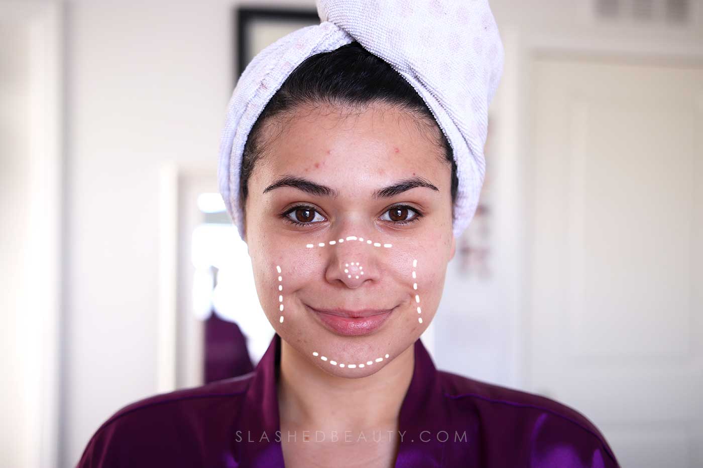 Face Mask Makeup Tip: Apply less foundation where the face mask touches your face. | How to Keep Makeup On Under a Face Mask | Slashed Beauty