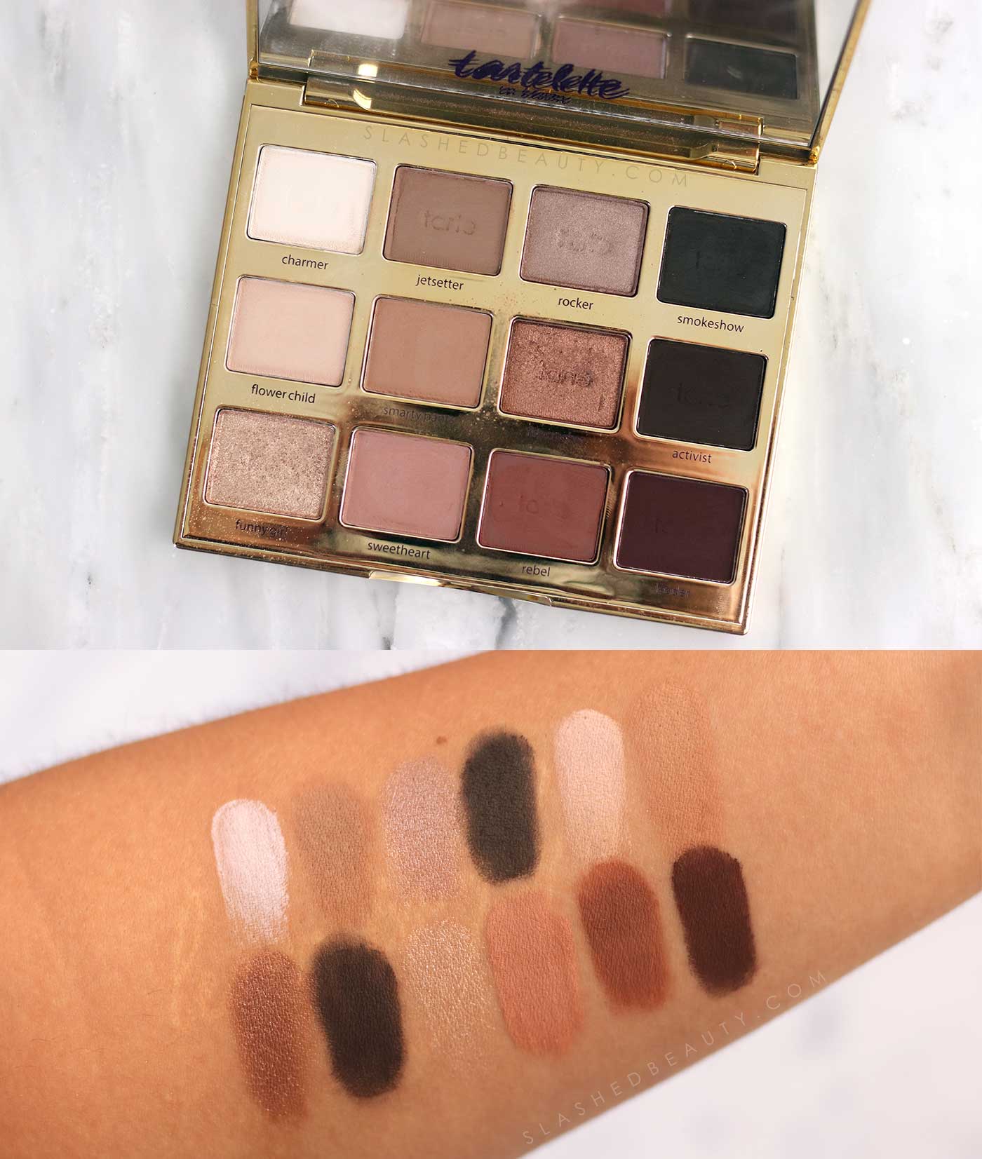 Tarte Tartelette In Bloom Palette Swatches | 5 Neutral Eyeshadow Palettes for Every Budget | Slashed Beauty