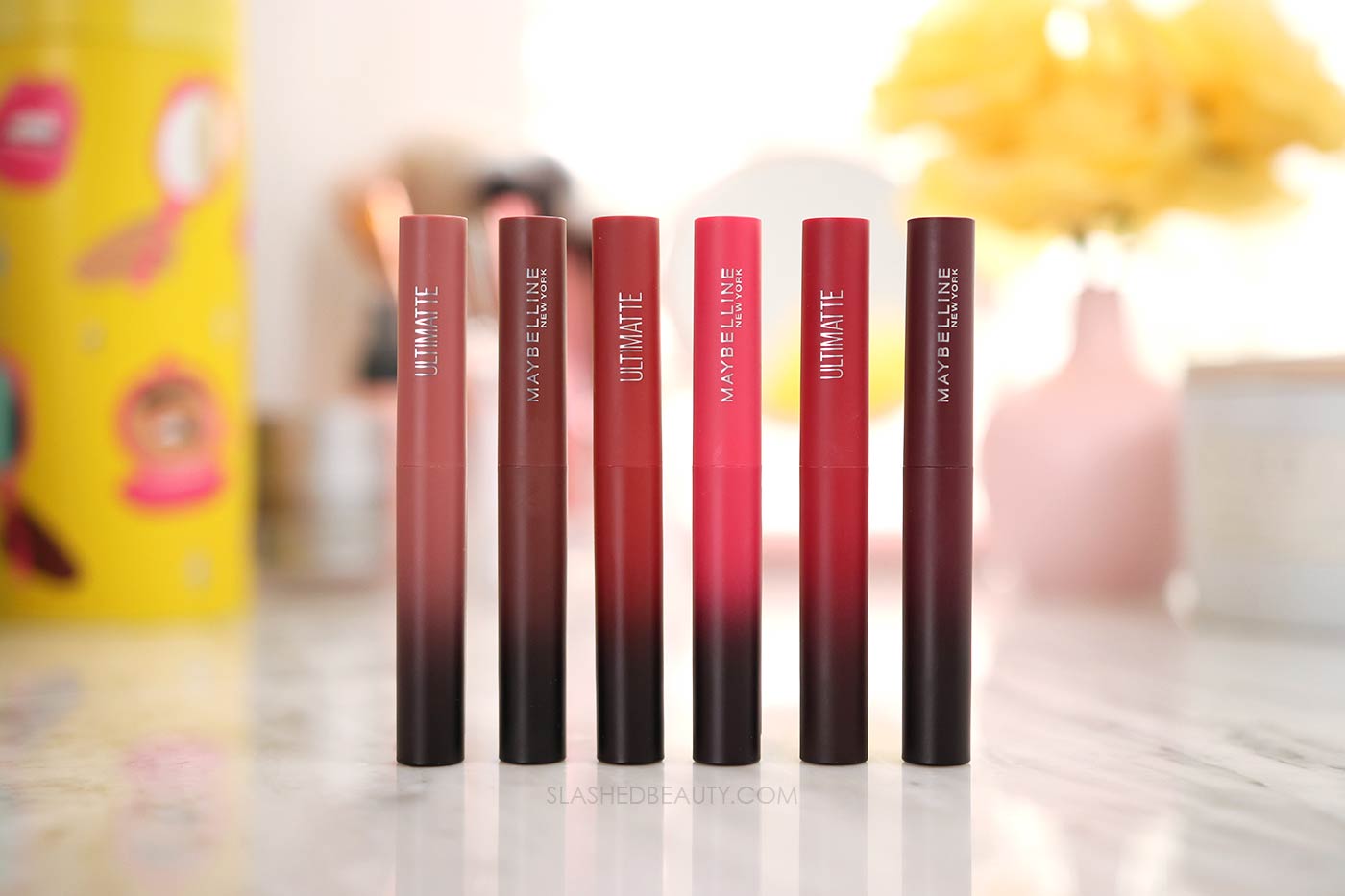 Maybelline Ultimatte Slim Lipsticks Review | Drugstore Matte Lipsticks | More Buff, More Truffle, More Rust, More Magenta, More Ruby, More Berry | Slashed Beauty