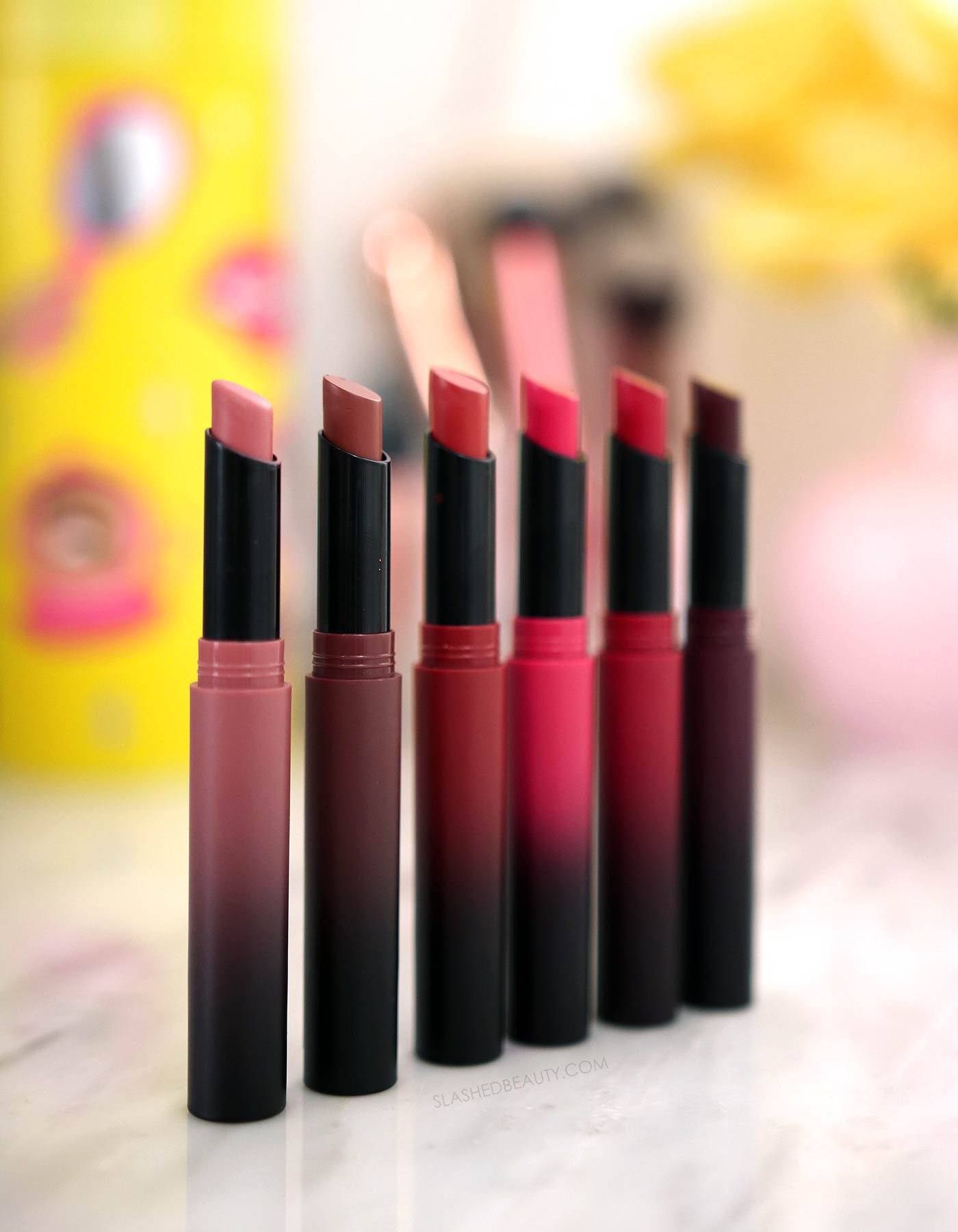 Maybelline Ultimatte Slim Lipsticks Review | Drugstore Matte Lipsticks | More Buff, More Truffle, More Rust, More Magenta, More Ruby, More Berry | Slashed Beauty