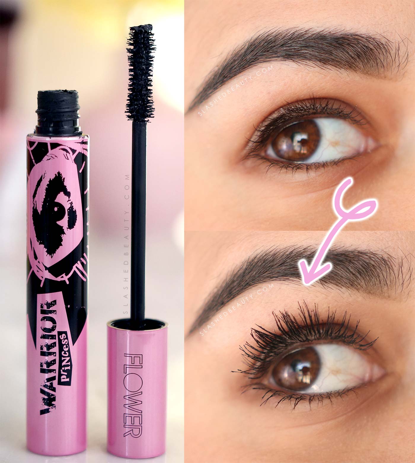 Flower Beauty Warrior Princess Mascara Before & After Review | New Pick for Best Drugstore Mascara | Slashed Beauty