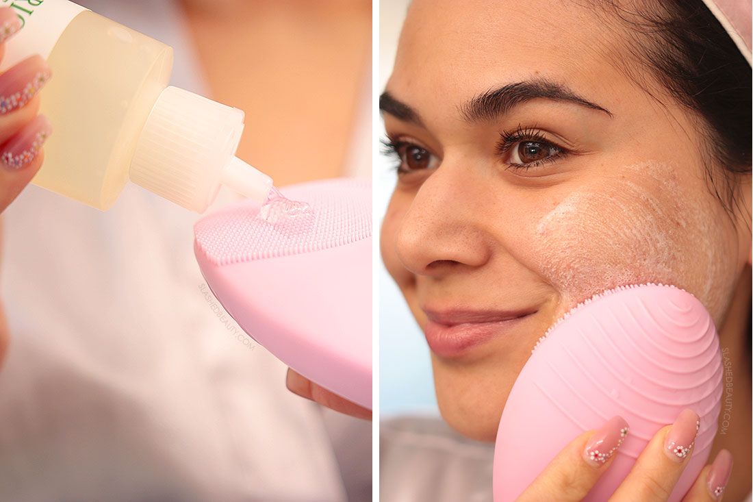 Close-up of Miranda with Mario Badescu mild foaming cleanser on a cleansing device |  5 Viral Skin Care Products Worth Trying At Walmart  Beauty cut