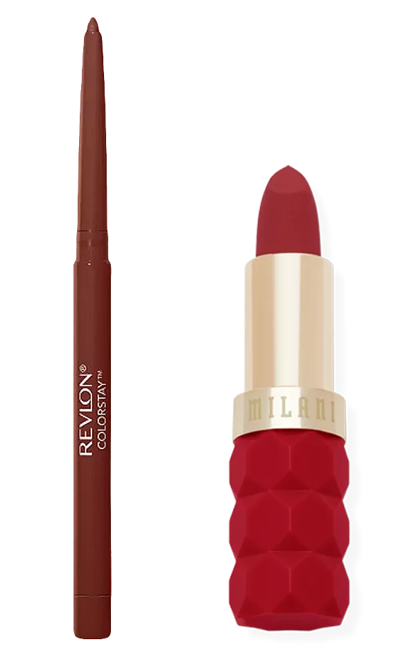 Revlon ColorStay Lip Liner in Chocolate & Milani Color Fetish Matte Lipstick in Poppy | Three Stunning Drugstore Lip Combos for Fall | Slashed Beauty