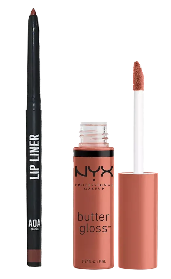 AOA Studio Lip Liner in Silk & NYX Butter Gloss in Bit of Honey | Three Stunning Drugstore Lip Combos for Fall | Slashed Beauty