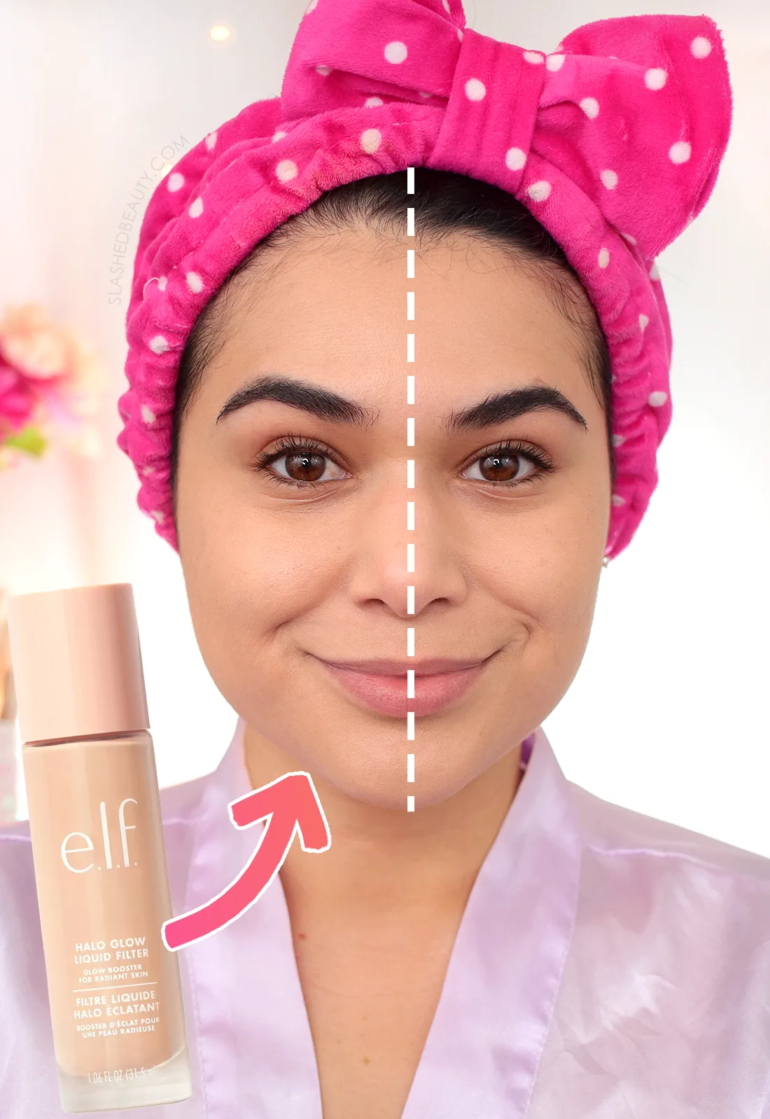 Before and after using elf Halo Glow Liquid Filter | Review | Slashed Beauty
