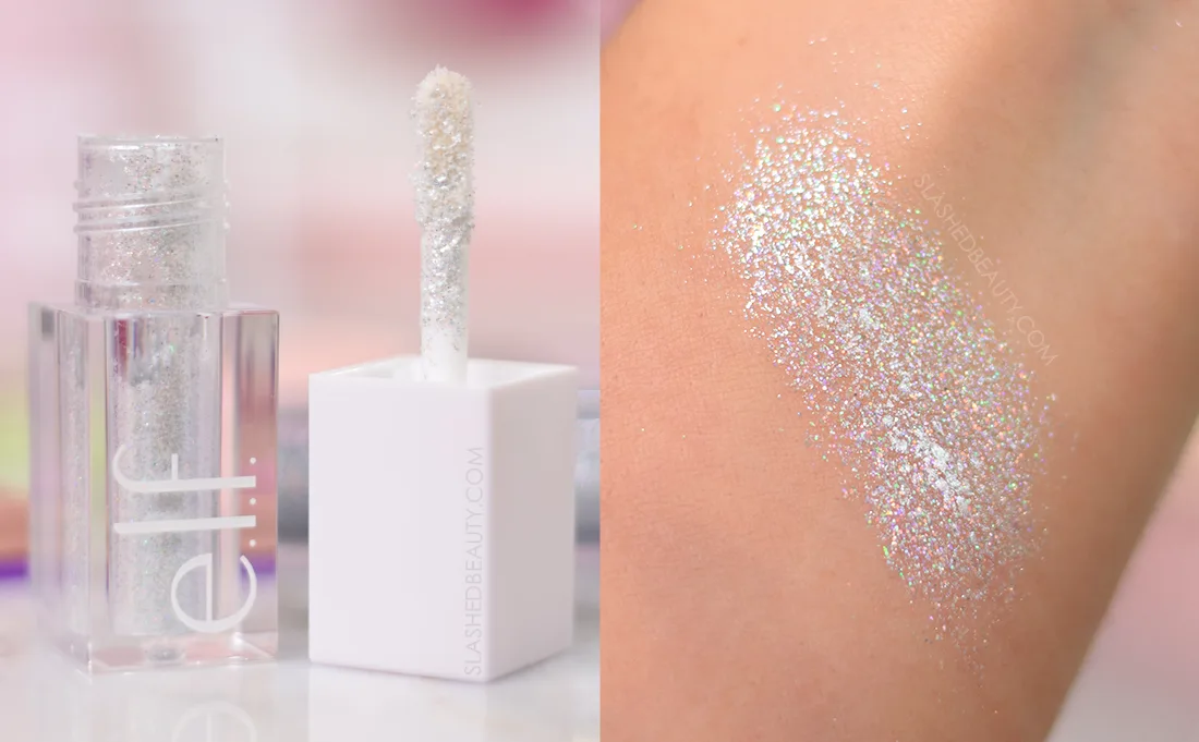 e.l.f. Liquid Glitter Eyeshadow in Disco Queen Swatch | The Best Budget Friendly Glitter Eye Makeup | Slashed Beauty