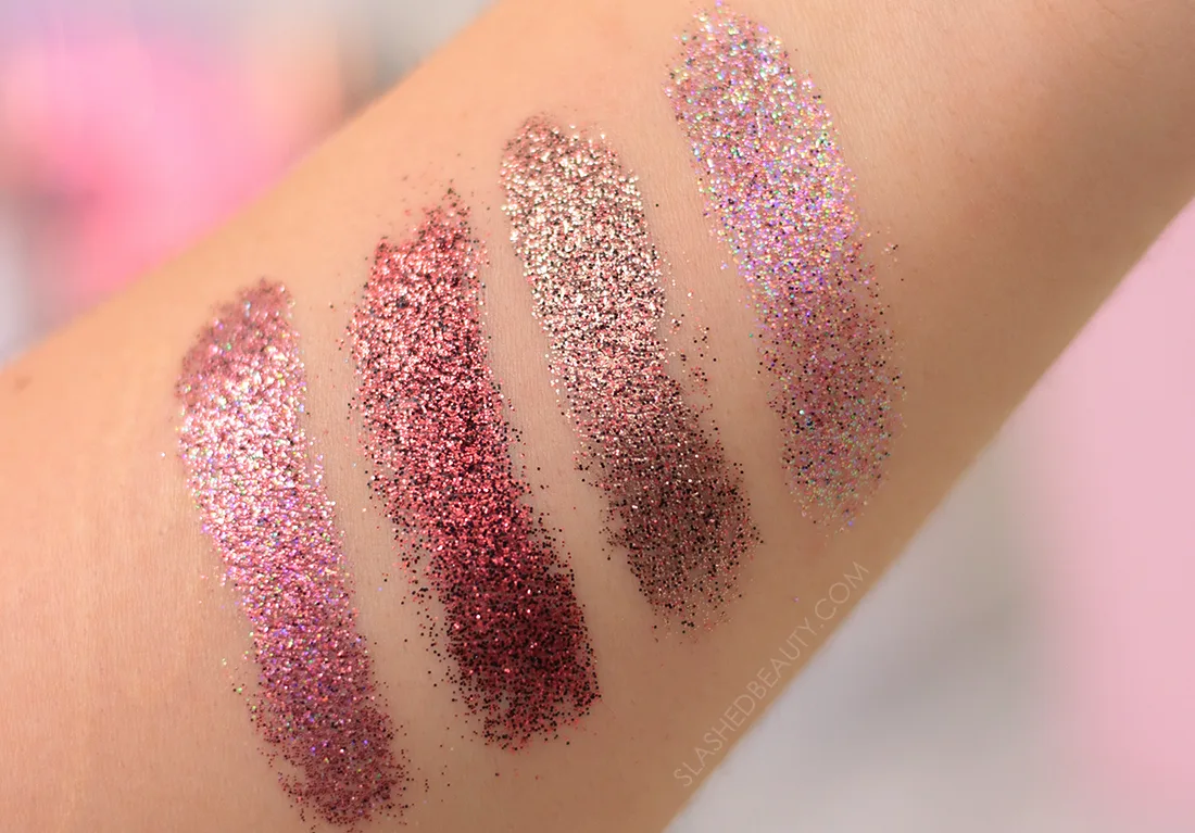 Pixi Glitter-y Eye Quad in Rose Bronze Swatches  | The Best Budget Friendly Glitter Eye Makeup | Slashed Beauty