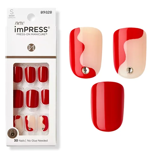 Kiss imPRESS Short Press On Manicure - Adore You | Taylor Swift Red Inspired Press On Nails | Slashed Beauty
