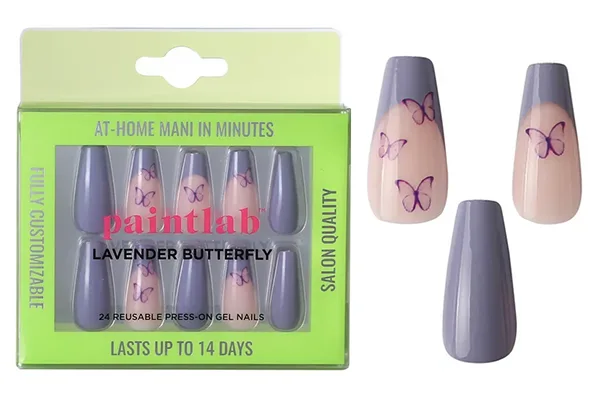 Paintlab Gel Press On Nails Kit - Lavender Butterfly | Taylor Swift Speak Now Inspired Press On Nails | Slashed Beauty