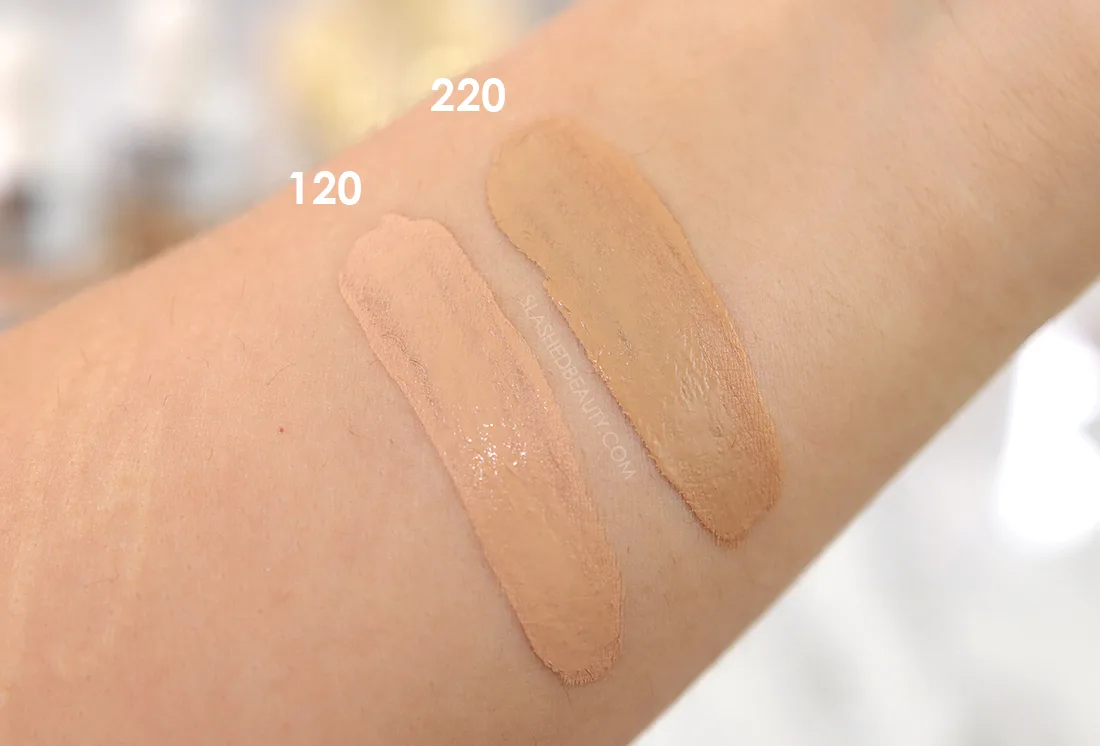 Maybelline SuperStay 24H Skin Tint Swatches in 120 and 220 - Review | Slashed Beauty