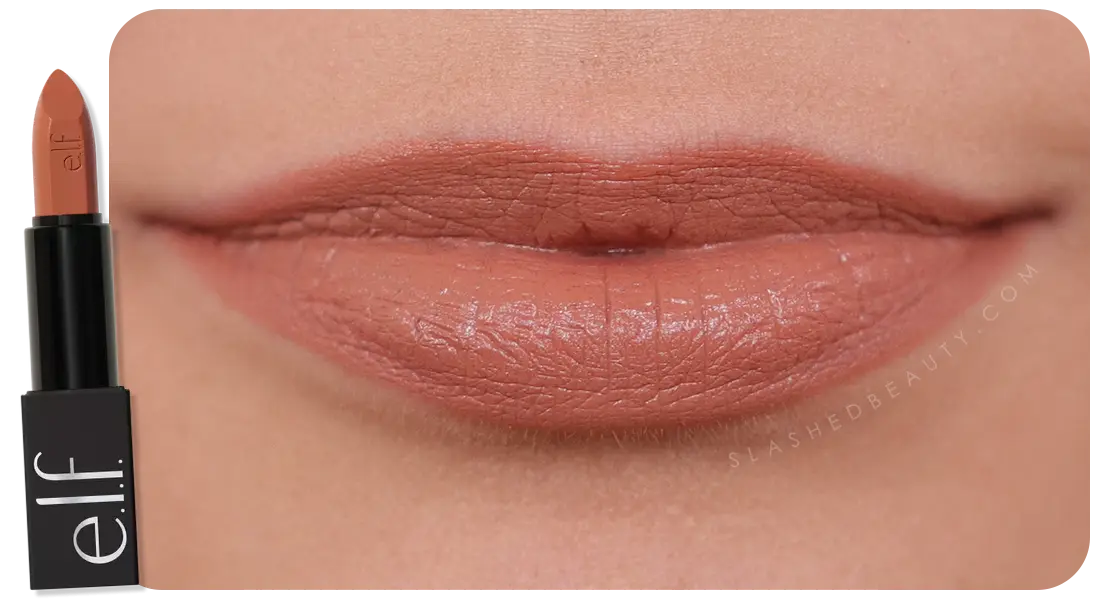e.l.f. O Face Satin Lipstick - No Doubt Swatch | 6 Nude Drugstore Lipsticks for Medium Skin Tones | Slashed Beauty