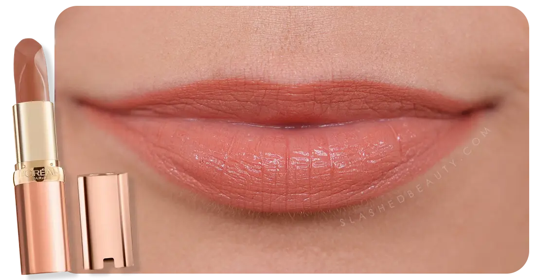 L’Oreal Colour Riche Les Nus Intense Lipstick - Nu Determine Swatch | 6 Nude Drugstore Lipsticks for Medium Skin Tones | Slashed Beauty