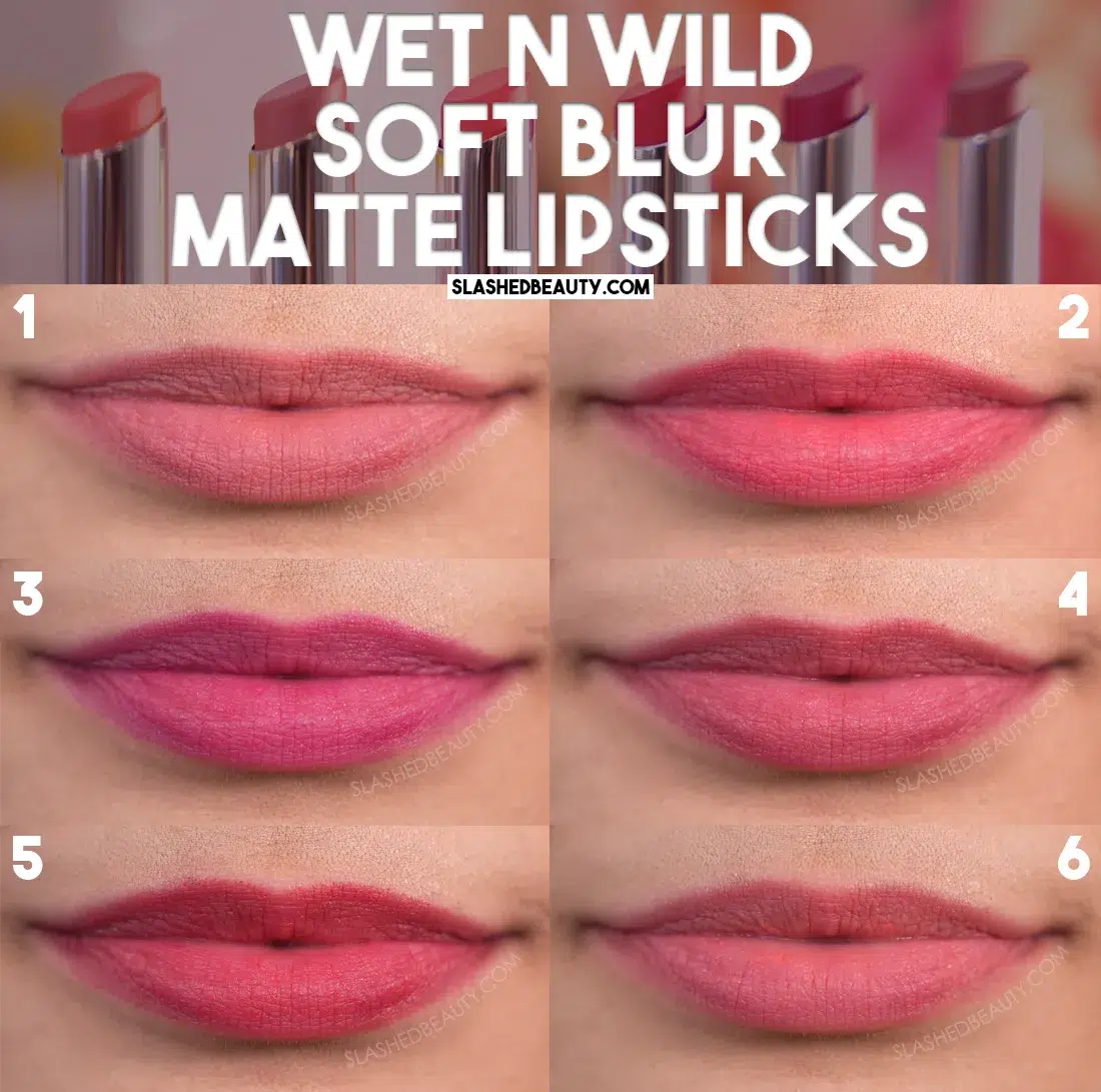 Wet n Wild Soft Blur Matte Lipsticks Swatches on Lips | Slashed Beauty