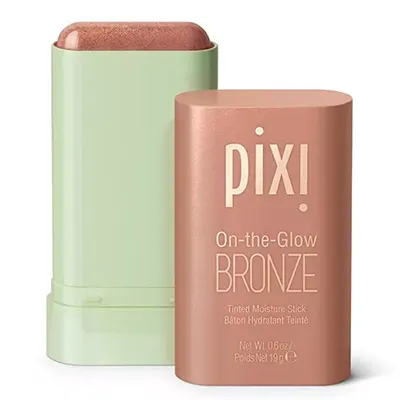 Pixi On-the-Glow Bronze Stick in Soft Glow | Color of the Year: Mocha Mousse Makeup at the Drugstore | Slashed Beauty