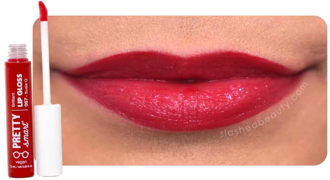 Pretty Smart Brilliant Lip Gloss in Susie Q Lip Swatch Close Up | Slashed Beauty