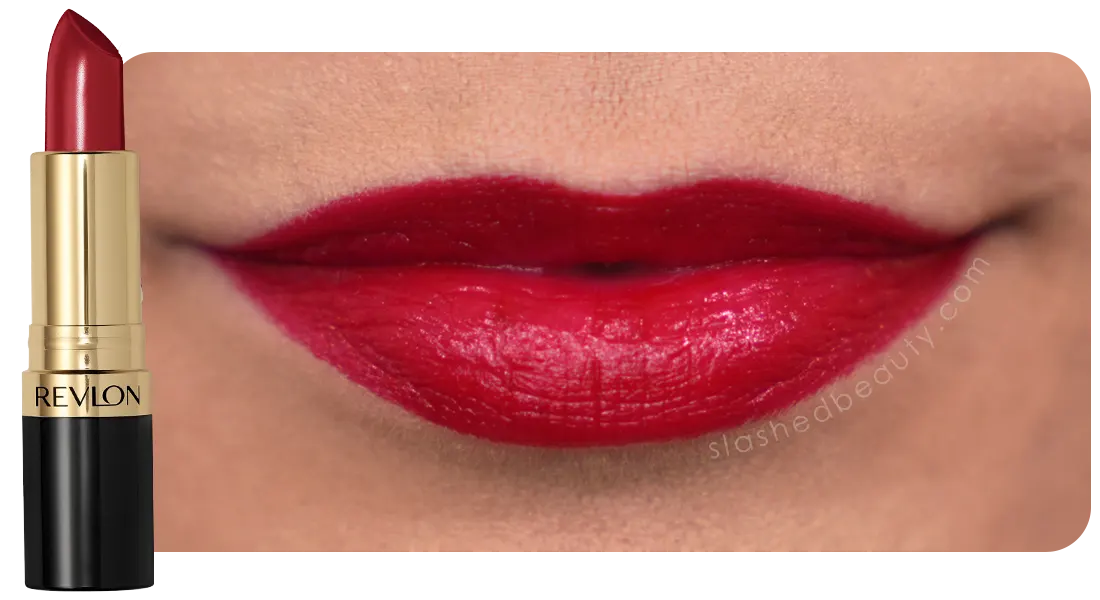 Revlon Super Lustrous Lipstick in Uncut Ruby Lip Swatch Close Up | Slashed Beauty